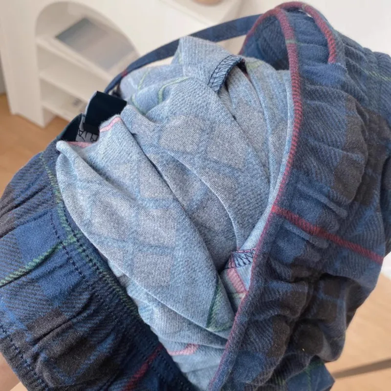 Men's Pants Light Fleece Warm Light Soft Plaid Male Sleep Bottoms Trousers