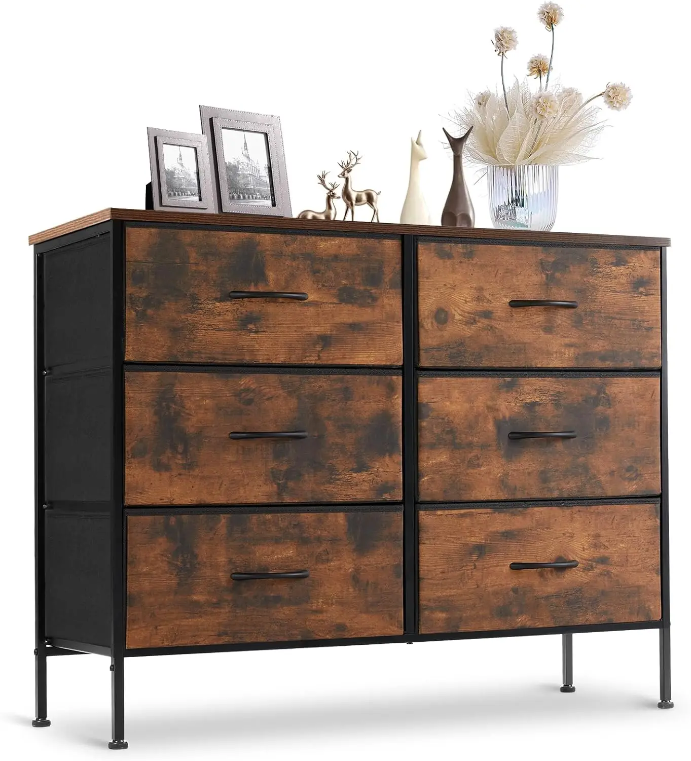 

6 Drawers Dresser for Bedroom, Kidsroom Furniture, Small Chest Tower, Storage Organizer Units for Clothing, Closet, Fabric Bins