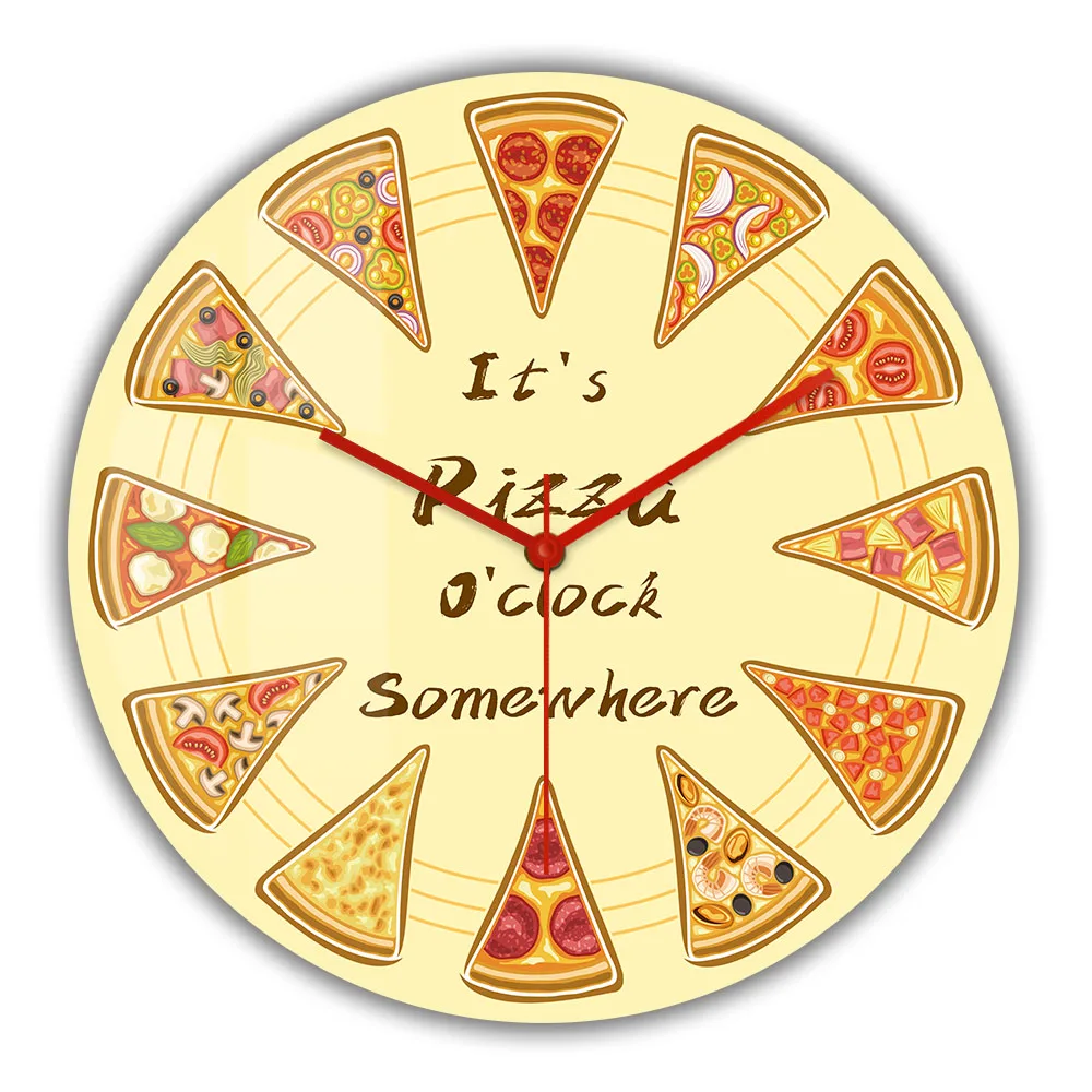 

Pizza Slice Decorative Wall Clock For Dinning Room Kitchen Italian Food Art Pizzeria Bussiness Sign Modern Design Wall Watch