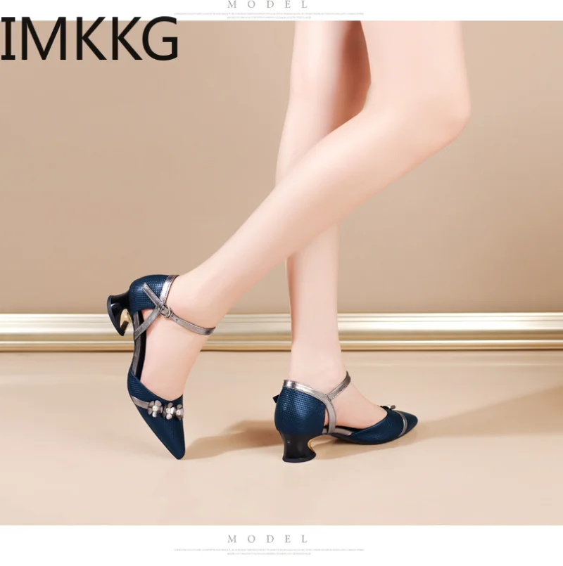 Women Sexy Floral Pumps Med Heels Pointed Toe Metal Heels Ladies Shoes Wedding Party Shoes