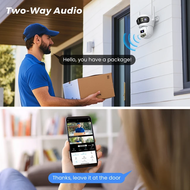 BESDER 15MP PTZ IP Camera Wifi Three Screen 180° Wide Angle Outdoor Auto Tracking 9MP Security Protection O-Kam Pro 5