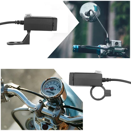 QC3.0 USB 오토바이 소켓, 방수 듀얼 USB, 콘센트 교체, 5V 전원 공급 어댑터, 온/오프 스위치 포함, 전화 내비게이션 4