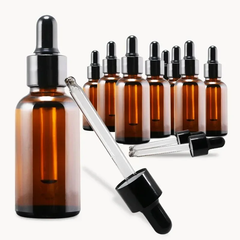 스포이드 병 리필 가능한 병, 앰버 유리 아로마 테라피 액체 피펫 병, 5ml-100ml 시약병, 여행용