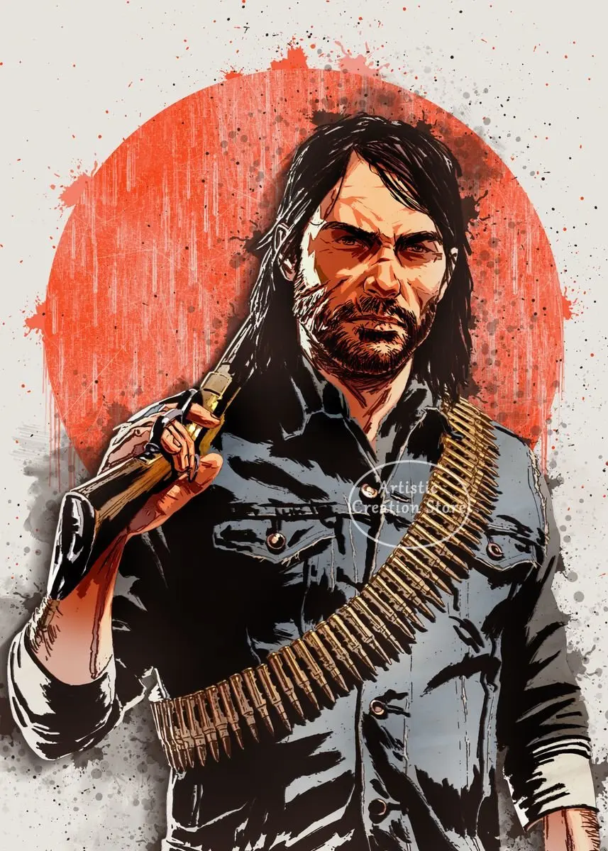 No.273フレーム付きキャンバスアート　レッドデッドリデンプション Red Dead Redemption 2 Posters Watercolor Style Prints