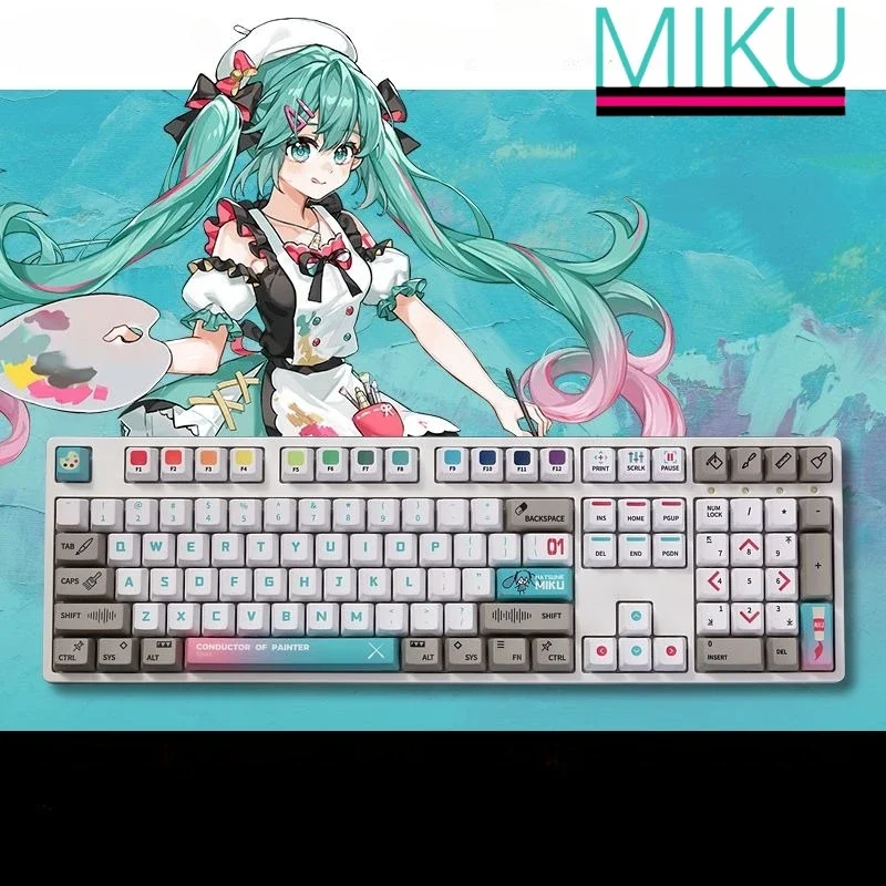 

Hatsune Miku Keycap Animation Peripheral Cute Cartoon Mechanical Keyboard Cap 108 Keys Kawaii Girl Heart Holiday Gift for Friend