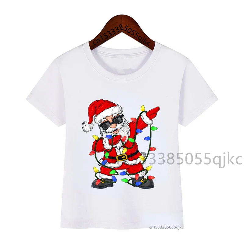 thumbnail image 1 of Camiseta de Papá Noel con luces navideñas a juego para toda la familia, ropa de regalo de Navidad, camiseta para niños, camiseta de fiesta para niñas, atuendo para niños, 1 of 5
