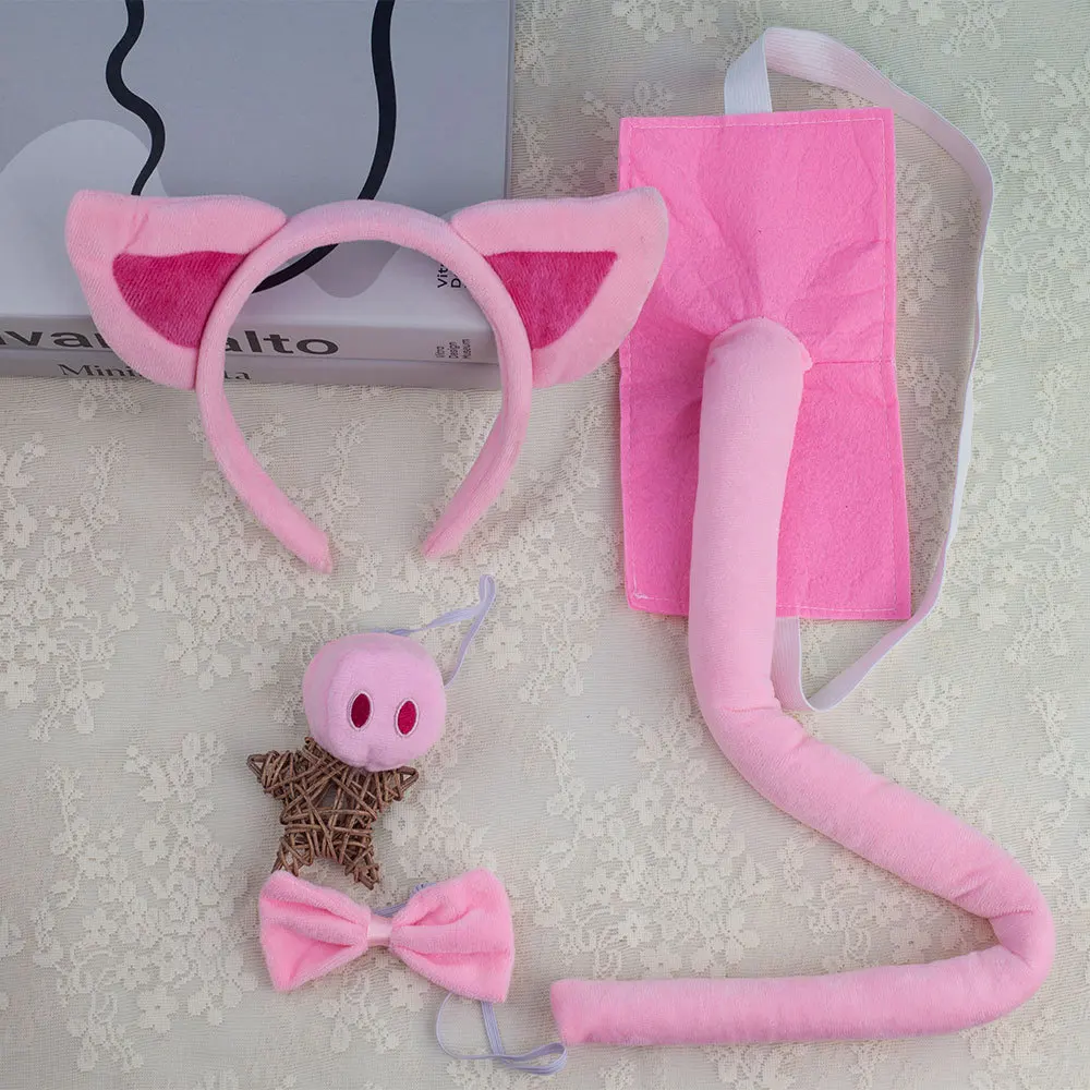 Wicked Costumes Tierohren & Schwanz-Set – Rosa Schweinchen, Mit Kopfband & Gürtelschlaufe, Für Erwachsene