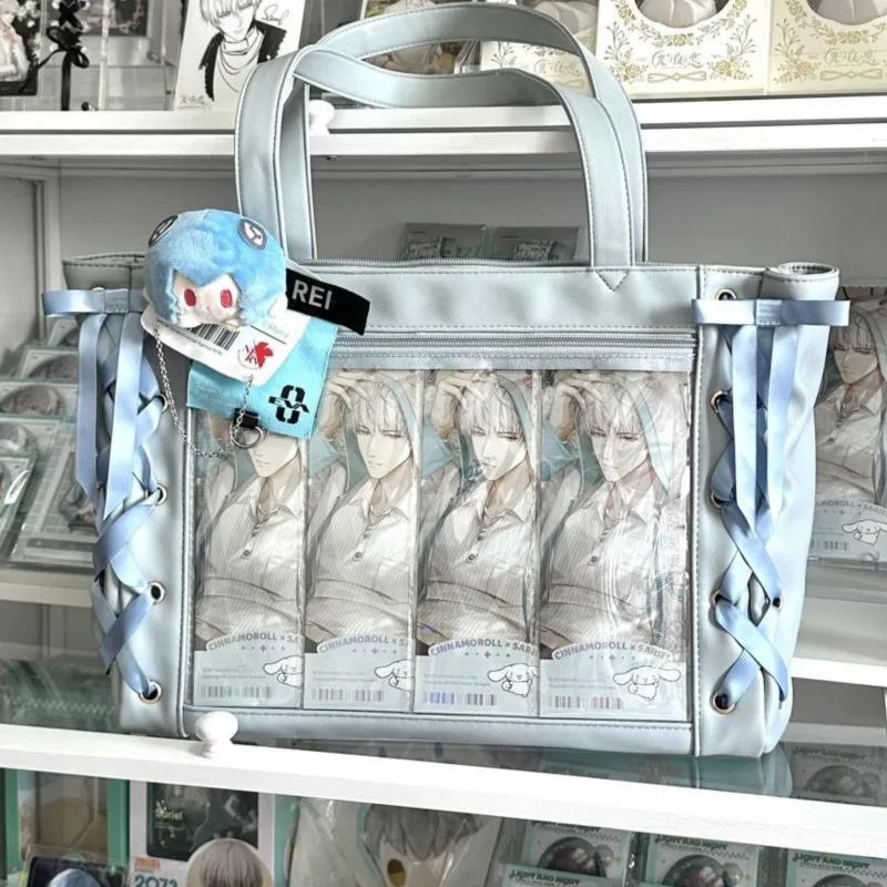 JIAERDI Transparent Green Ita Bags Women Harajuku Aesthetic Bow Large Capacity Tote Bag Ladies Sweet Cute Shoulder Bags Chic