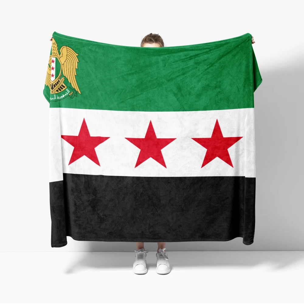 Syria emblem Flannel Blanket Syrian Arab Flag Throw Blanket Cozy Soft Lightweight Warm 30x40inch 40x50inch for Couch Sofa Bed 2