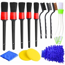 

13Pcs Car Cleaning Brush Set Wire Brush Sponge Pad Car Wash Mitt Detailing Brush Cleaning Tool for Interior Air Vent Wheel Rim