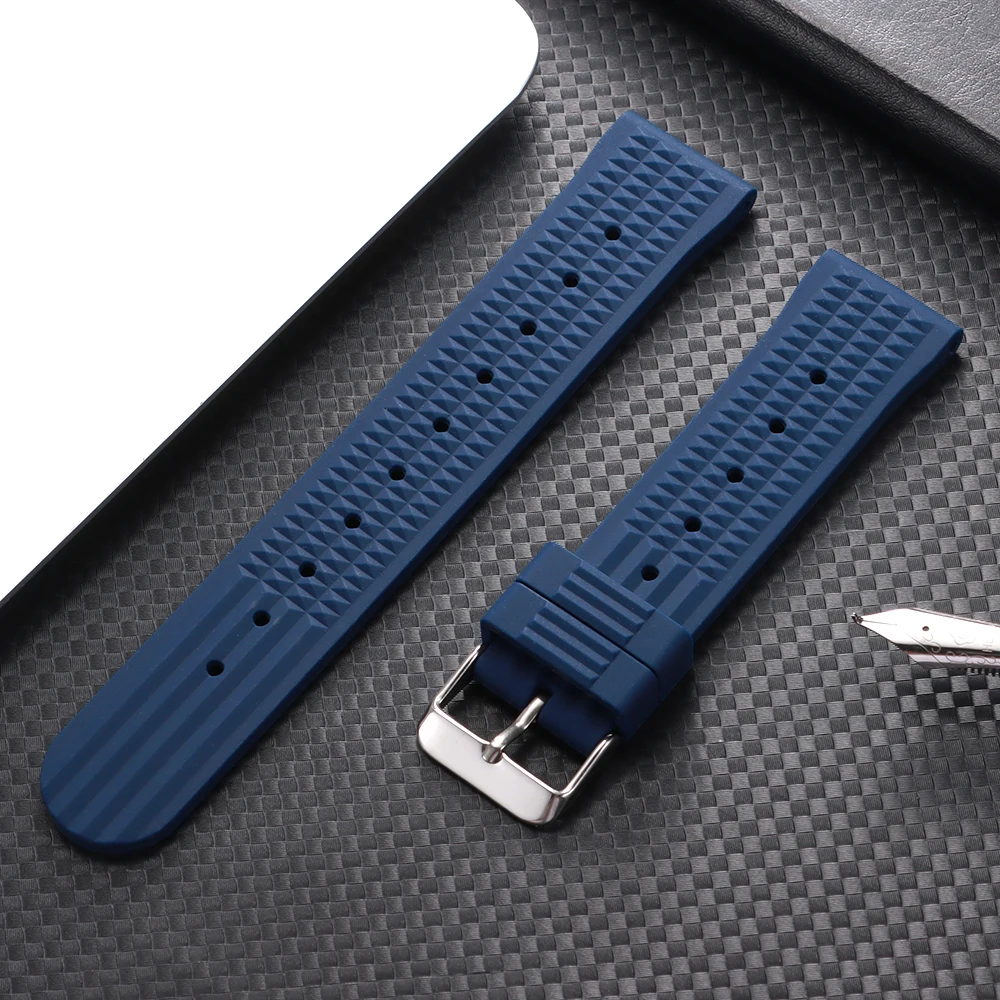 Premium Rubber Waffle Watchband - Universal Soft Silicone Strap Replacement, 20mm/22mm