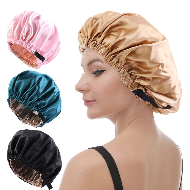 Bonnet de nuit en Satin pour femmes, en soie, avec large bande élastique -  AliExpress