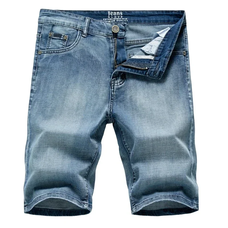 2025 Summer New Men's Denim Shorts Classic Black Blue Thin Section Fashion Slim Business Casual Jeans Shorts Male Brand 2