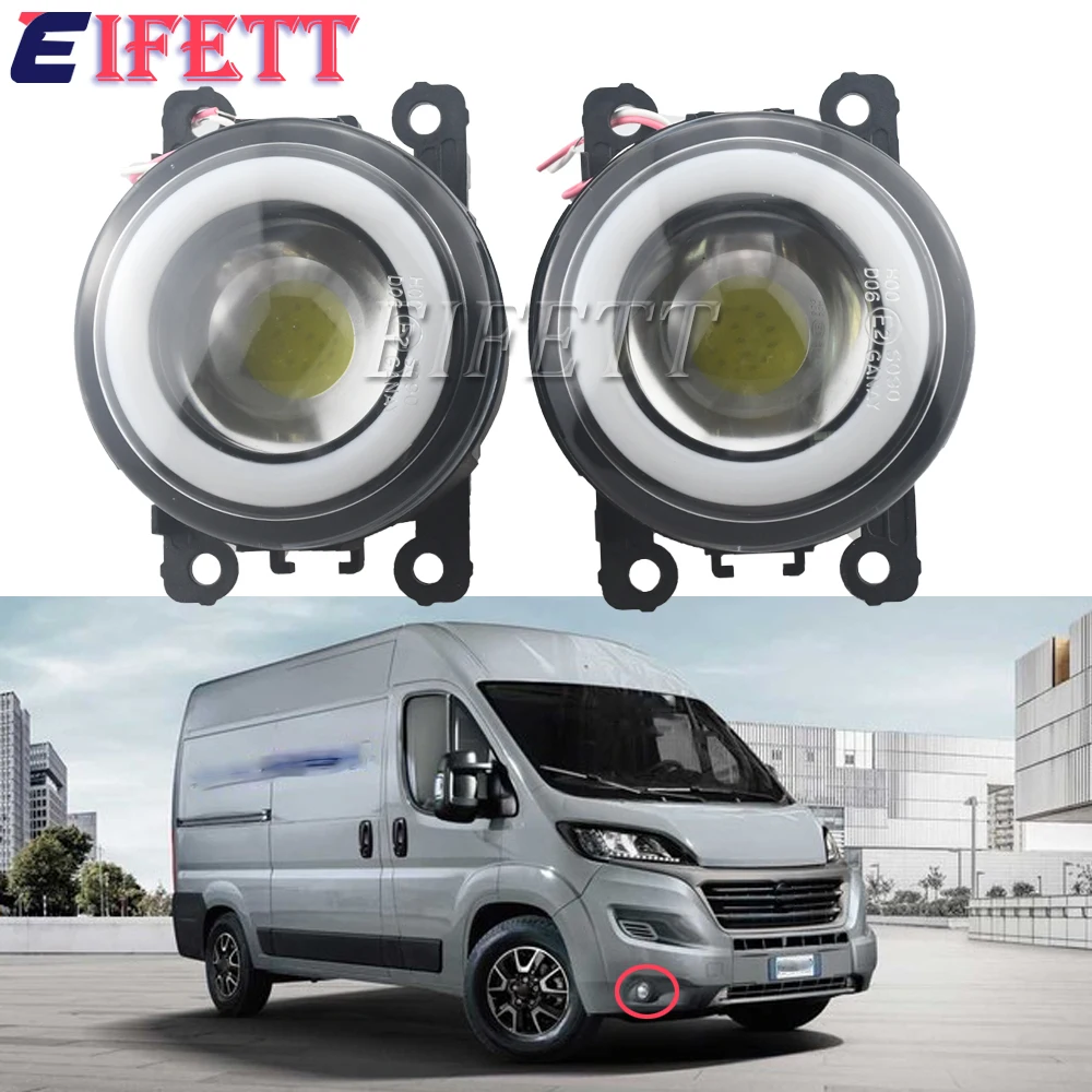 

2 Pieces Fog Light With Angel Eye DRL For Fiat Ducato 250 290 2014 2015 2016 2017 2018 Car Front Bumper LED Fog Driving Lamp H11