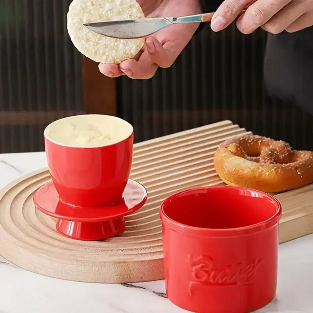 Big Capacity Butter Keeper &ndash; Handmade Ceramic Butter Bell Crock with Lid, Glossy Finish for Counter & Kitchen Decor