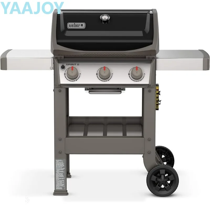 Weber Spirit II E-310-Parrilla de propano líquido de 3 quemadores, negro, 52 "D x 27" W x 44,5 "H