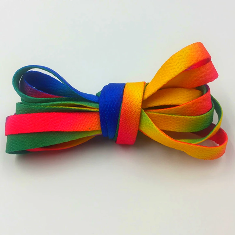 Weiou 8MM 30 Pairs Wholesale Rainbow Boots Canvas String Heat Transfer Polyester Printing Cord Top Accessory Luxury Unisex Lace