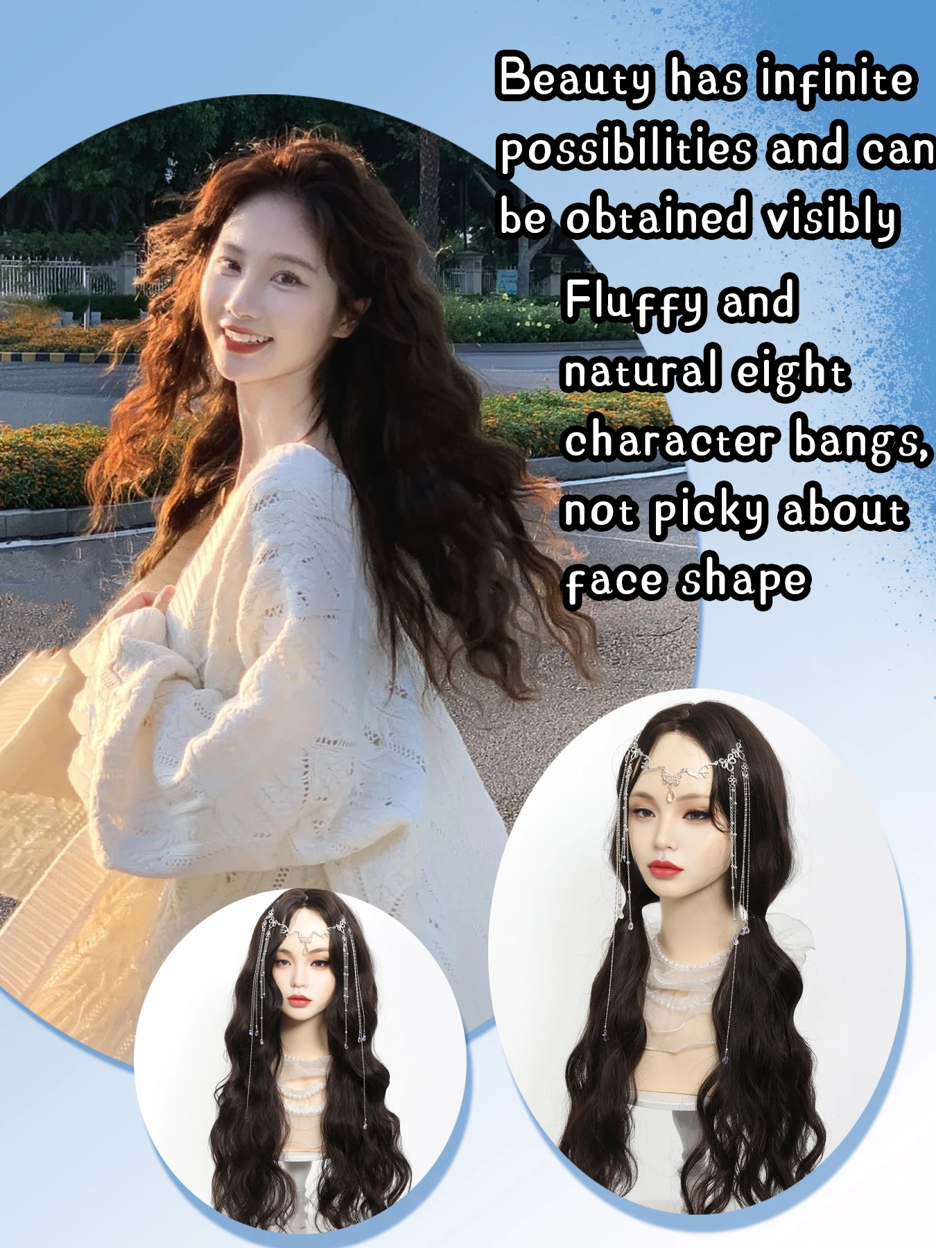 XIYUE Long Synthetic Front Lace Hair Brown Black Lace Wigs for Black Women Natural Wavy Layered Middle Part for Christmas Party