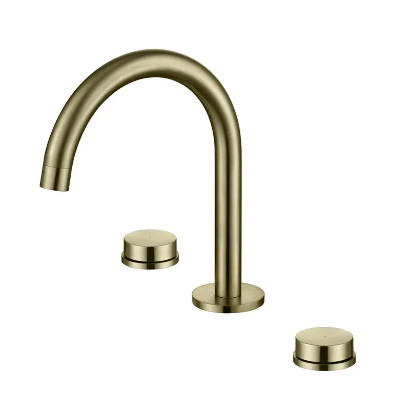Brushed Gold Basin Faucet Brass Bathroom Faucet Mixer Tap Widespread Rotation Wash basin Faucet 3 Holes Lavotory