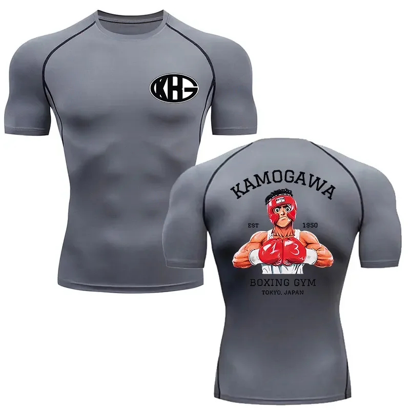 Men's compression sports T-shirt short sleeved running shirt gym attire quick drying tight top anime Hajime no IPPO short sleeve t shirt sport t shirt running t shirt running t shirts compression t shirt men t shirts