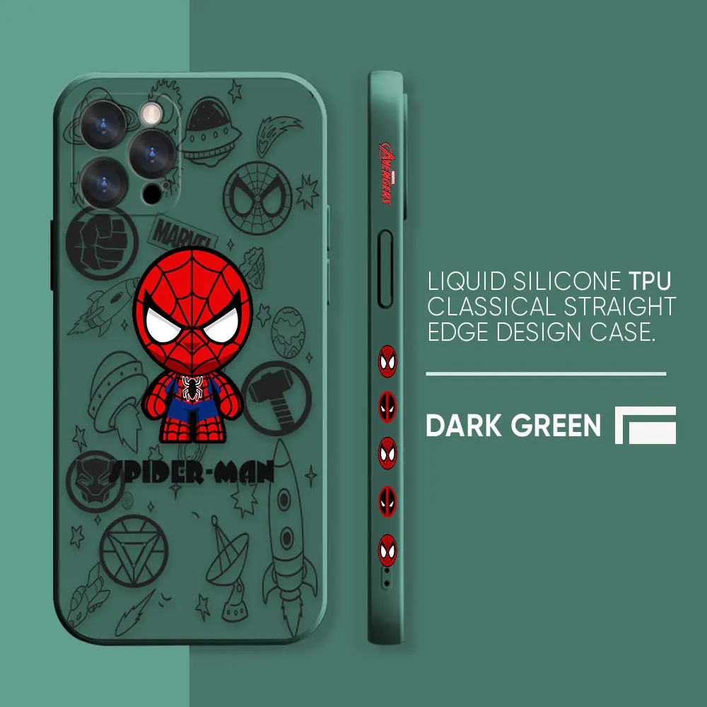 thumbnail image 1 of Case For iPhone 14 13 12 11 Pro XS Max Mini X XR 7 8 6 6S Plus Colour Simple Liquid Silicone Case Marvel's Spider-Man Deadpool, 1 of 5