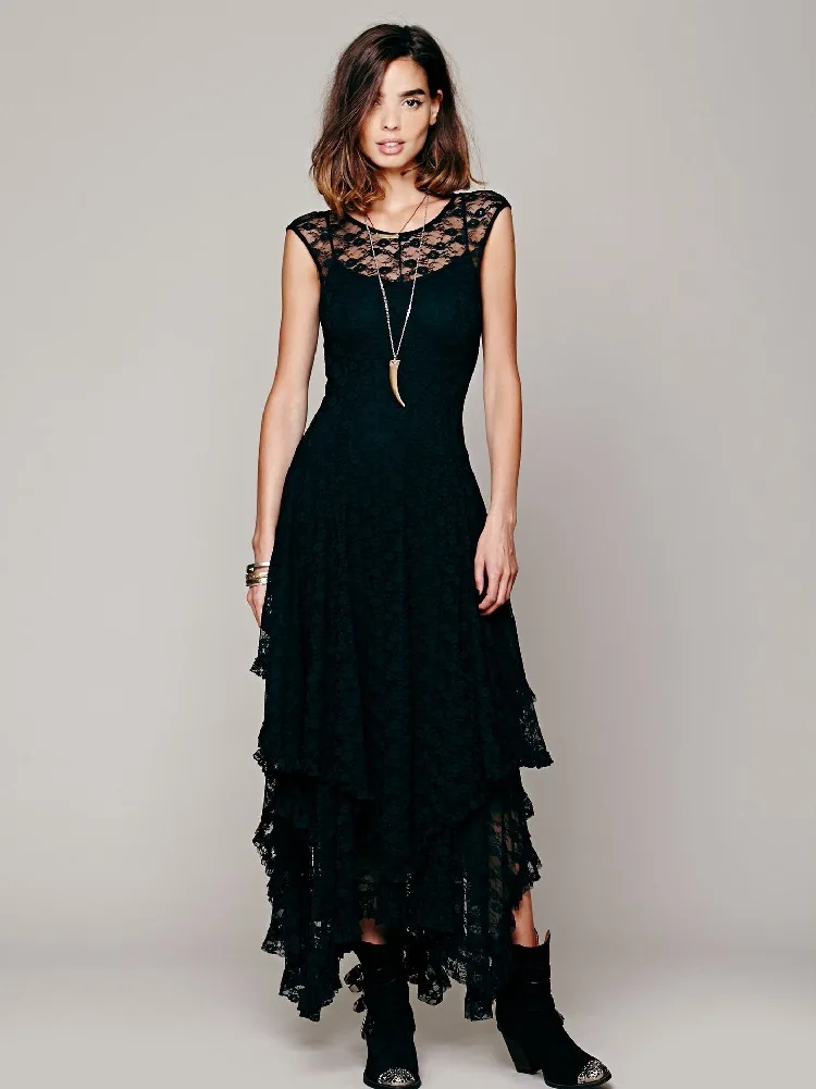 

2023 Summer Fashion Women's Wear Lrregular High And Low Lace Skirt Sexy Long Evening Dress Sleeveless High Waisted Women Dress