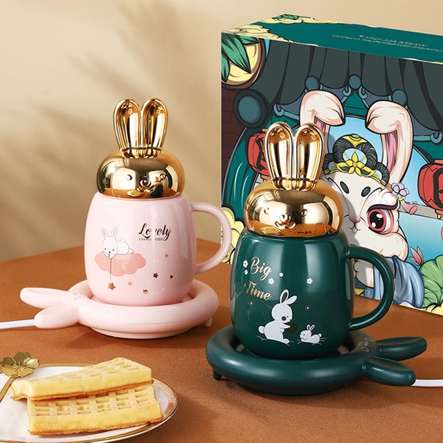 New Smart Thermostatic Coaster Cute Rabbit Mug Warmer Set Cup Heating Pad  Home Office Gift Coffee Mug Warmer Water Heater - AliExpress