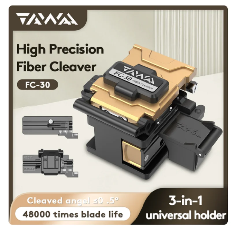 TAWAA-Handheld Cutelo De Fibra Óptica, FC-30, Duplo Fixação, Padrão Menos de 0,5 Graus, 48000 Vezes Blade Vida