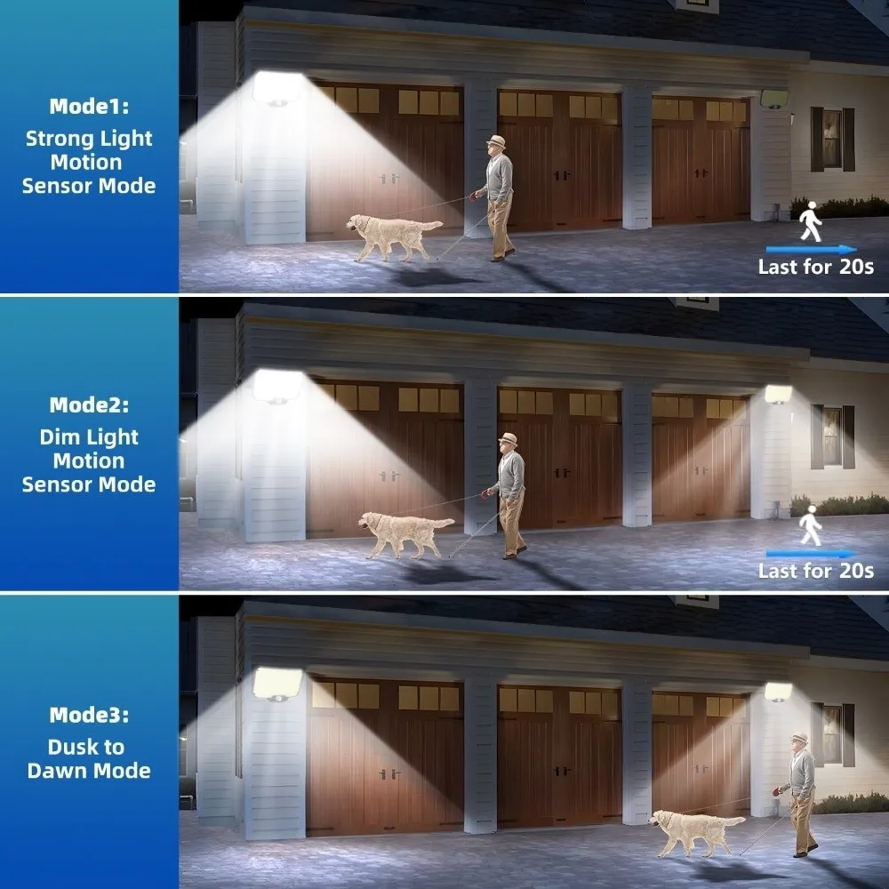 234LED Solar Outdoor Light Automatic Sensing Waterproof LED Panel Light 3 Mode Solar Powered Motion Sensor Light Pathway