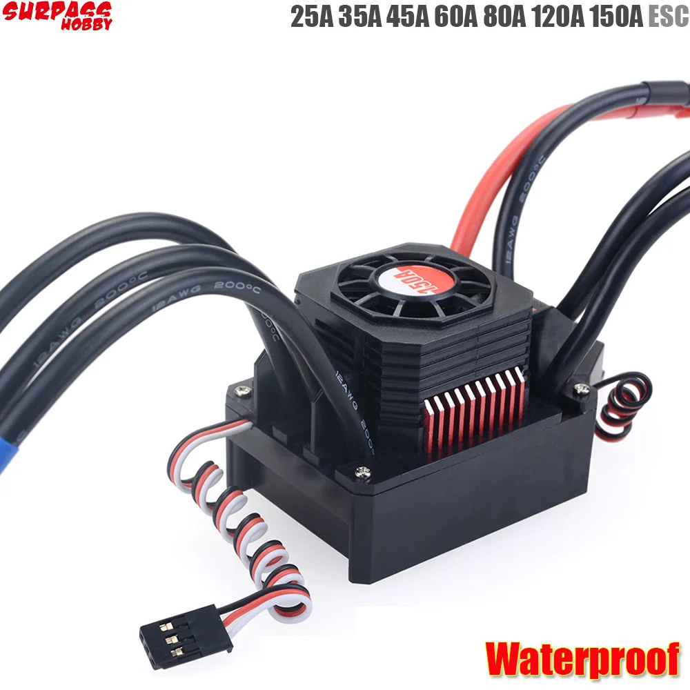 방수 브러시리스 무감각 속도 컨트롤러, 25A, 35A, 45A, 60A, 80A, 120A, 150A ESC, T / XT60 플러그, 1/8, 1/10, 1/12, 1/20 차량용