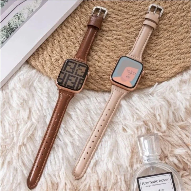 Elegant Leather Slim Watch Strap - Premium Design