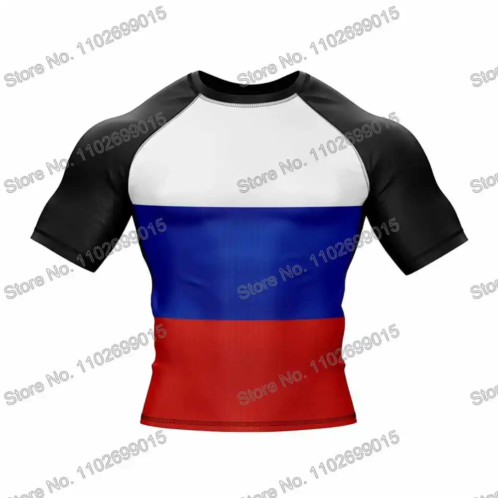 Russia Rash Guard Surf Clothing BJJ MMA Men Short Sleeve Diving T-Shirt Tight Swimwear Summer Beach Floatsuit Women GYM Tops