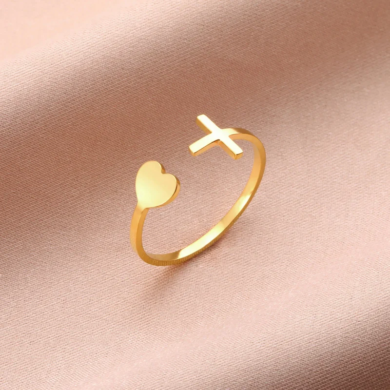 

Skyrim открытые кольца в форме сердца для женщин кольцо из нержавеющей стали золотого цвета амулет Христианская молитва ювелирные изделия подарок на день рождения Новинка