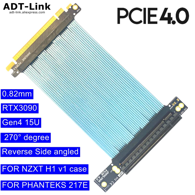 Pcie-ワイヤレスビデオカード用ケーブル4.0x16,270/30cm,nzxt用,1v1ケース,phantek 217e,pcie x16 4.0  gpu AliExpress