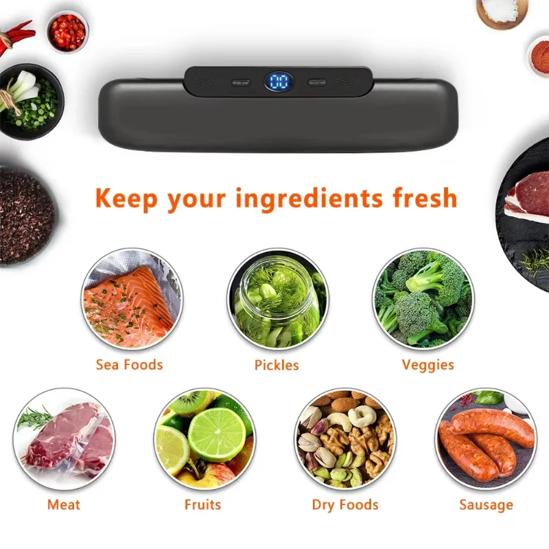 2026 Household Vacuum Sealing Machine Automatic Portable Kitchen Food Preservation Compression Package Plastic Sealing Machine 3