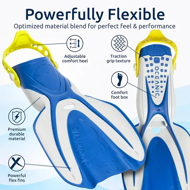 Scuba Diving Snorkel Set - Panoramic Wide View Tempered Glass Mask, Snorkel, Fins & Mesh Carry Bag