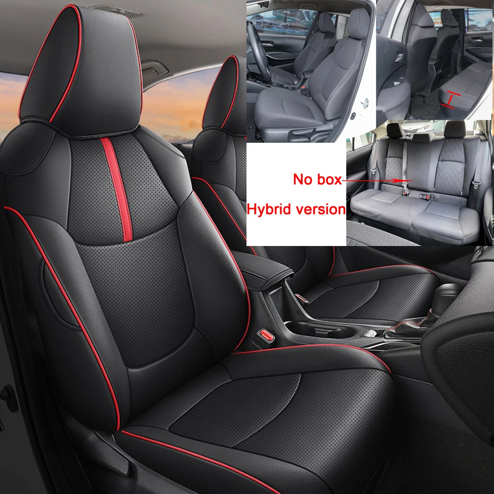 Custom Leather Seat Covers For 2025 Toyota Camry LE/SE/Hybrid - Waterproof & Breathable (Black/Red Trim)