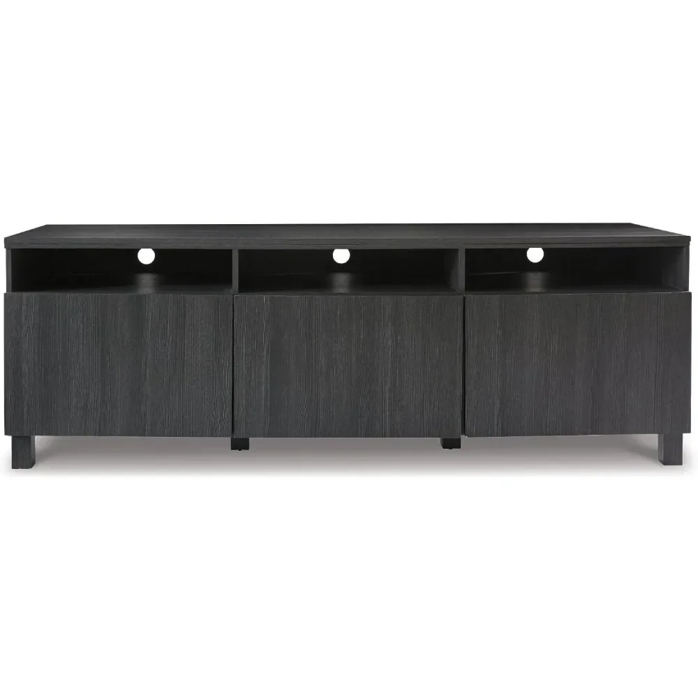 Signature Design by Ashley Yarlow Urban TV Stand Fits TVs up to 68" with 3 Cabinet Doors and Adjustable Storage Shelves, Black 3