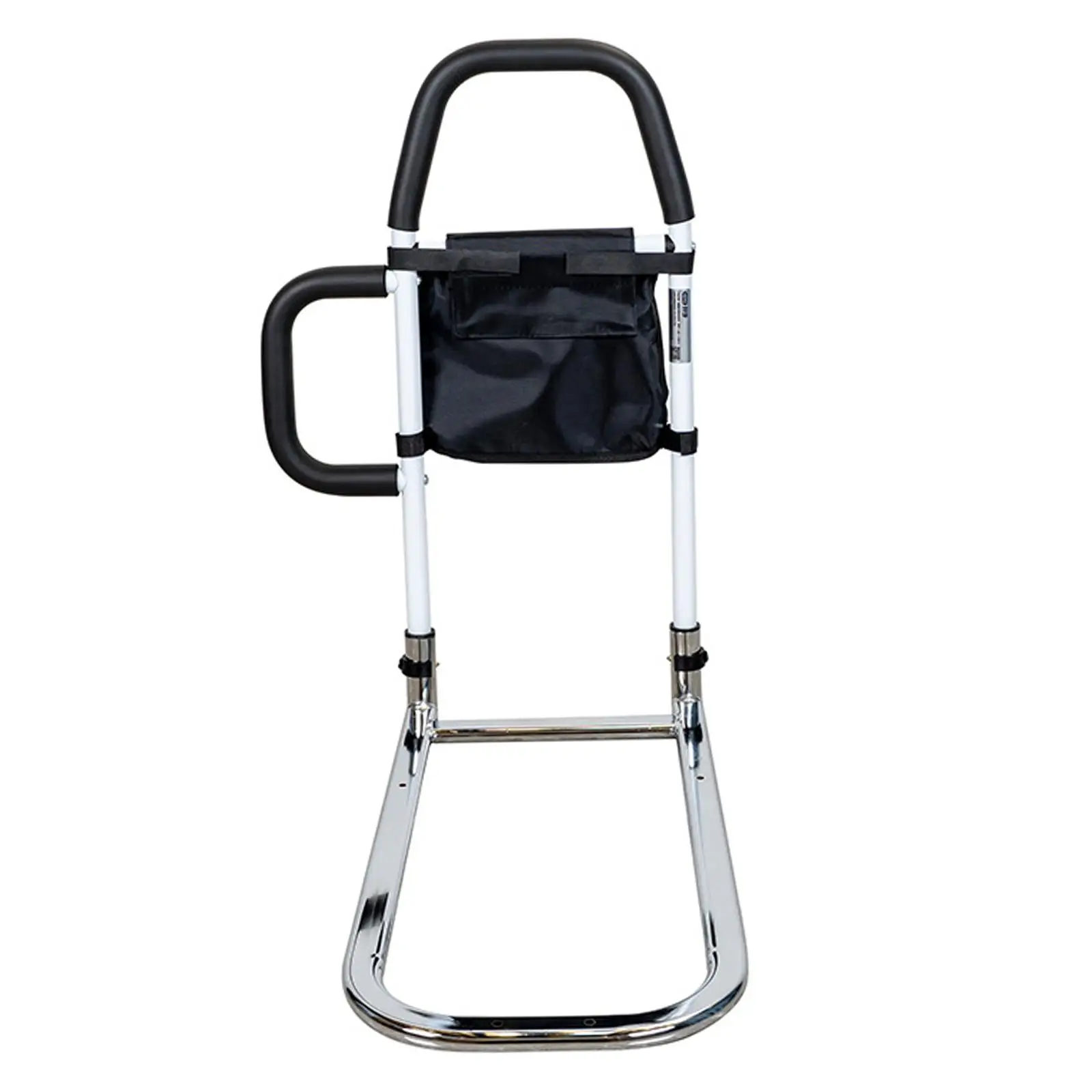 Elderly Adults Bed Rails with Dual Handles Easily Install Carbon Steel Material Sturdy 150kg Load Bearing with Storage Pocket