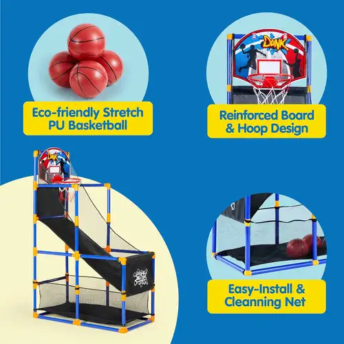 JOYFY Kids Arcade Basketball Game Set with 4 Balls and Hoop for 3-12 Years Old Indoor Outdoor Sport Play Holiday Birthday Gift - Image 4
