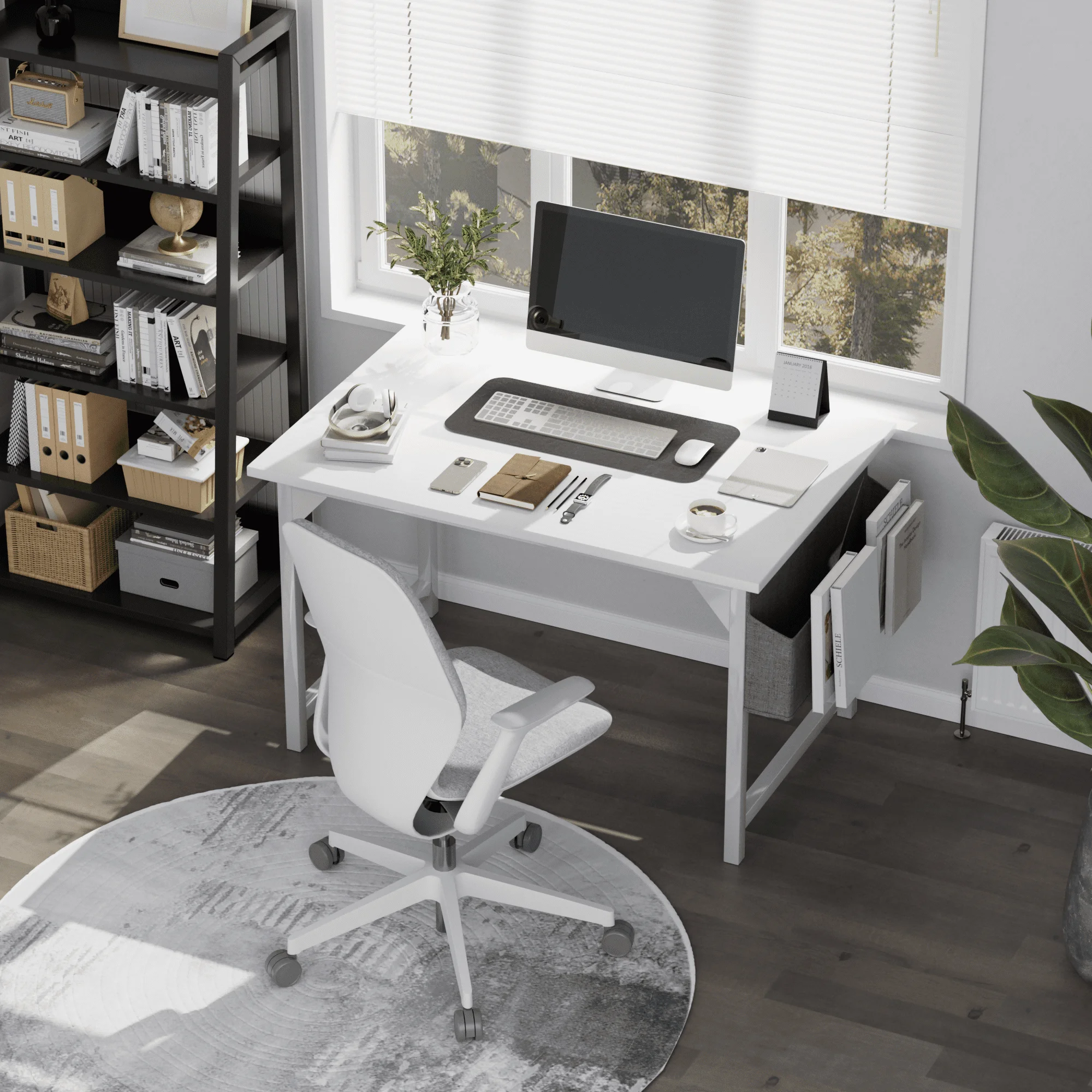Computer Desk 40 Inch Small Office Desk Modern Writing Desk with Storage Bag Work Study Table with Headphone Hook for Home 2