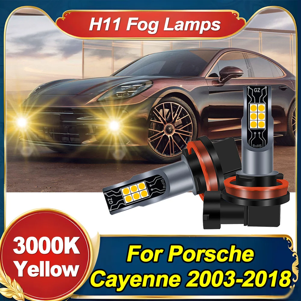 3000K 골든 옐로우 H11 H8 H16 LED 안개등 전구 12V LED DRL 램프 포르쉐 카이엔 2003-2018용