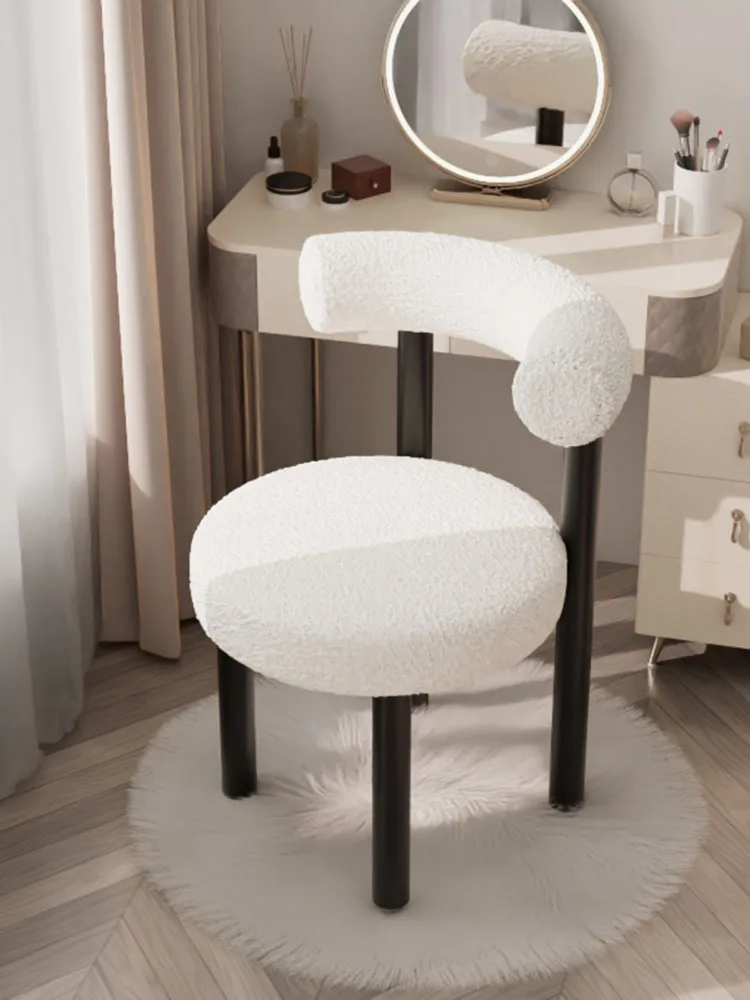 

Lamb Velvet Makeup Chair,Home Furniture Bedroom Backrest Stools,Luxury,Modern Living Room Chairs,Home Dressing Stool