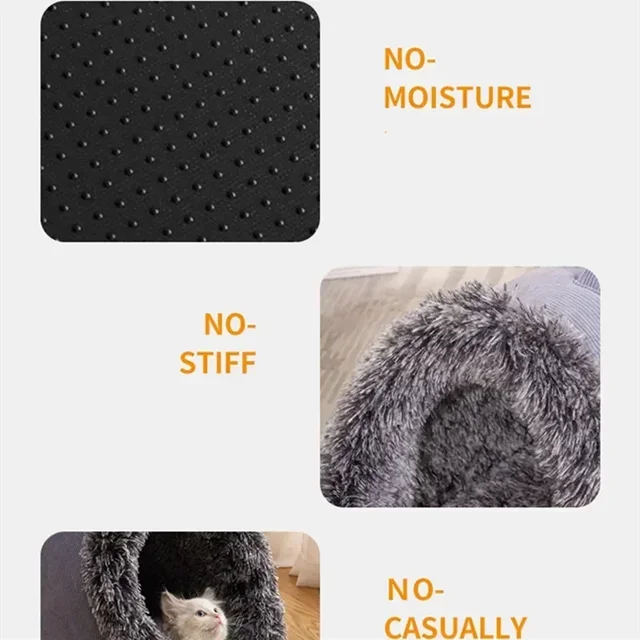 Dog/Cat  Kennel Comfortable Fall and Winter Striped Long Hair Portable Nest Warm Thickened Pet Kennel Pet Kennel Anti-scratch 6