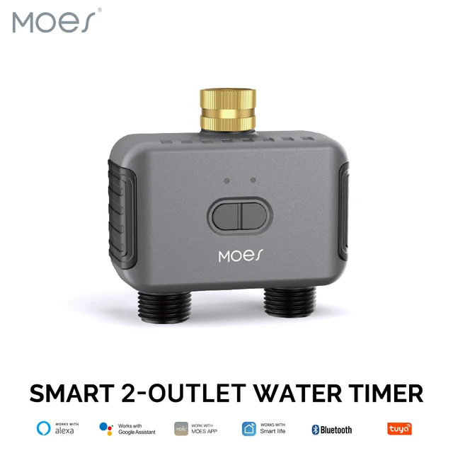 MOES Bluetooth Smart 2-Way Water Valve, Garden Sprinkler, Programmable Timer, Filter, Rain Delay, Automatic Irrigation Control 1