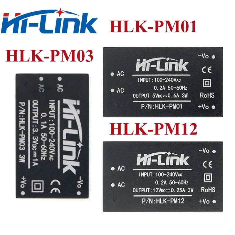 Блок питания HLK-PM24, 3 Вт, переменный/постоянный ток, 220 В, 3 в, 5 В, 9 В, 12, 15, 24 В