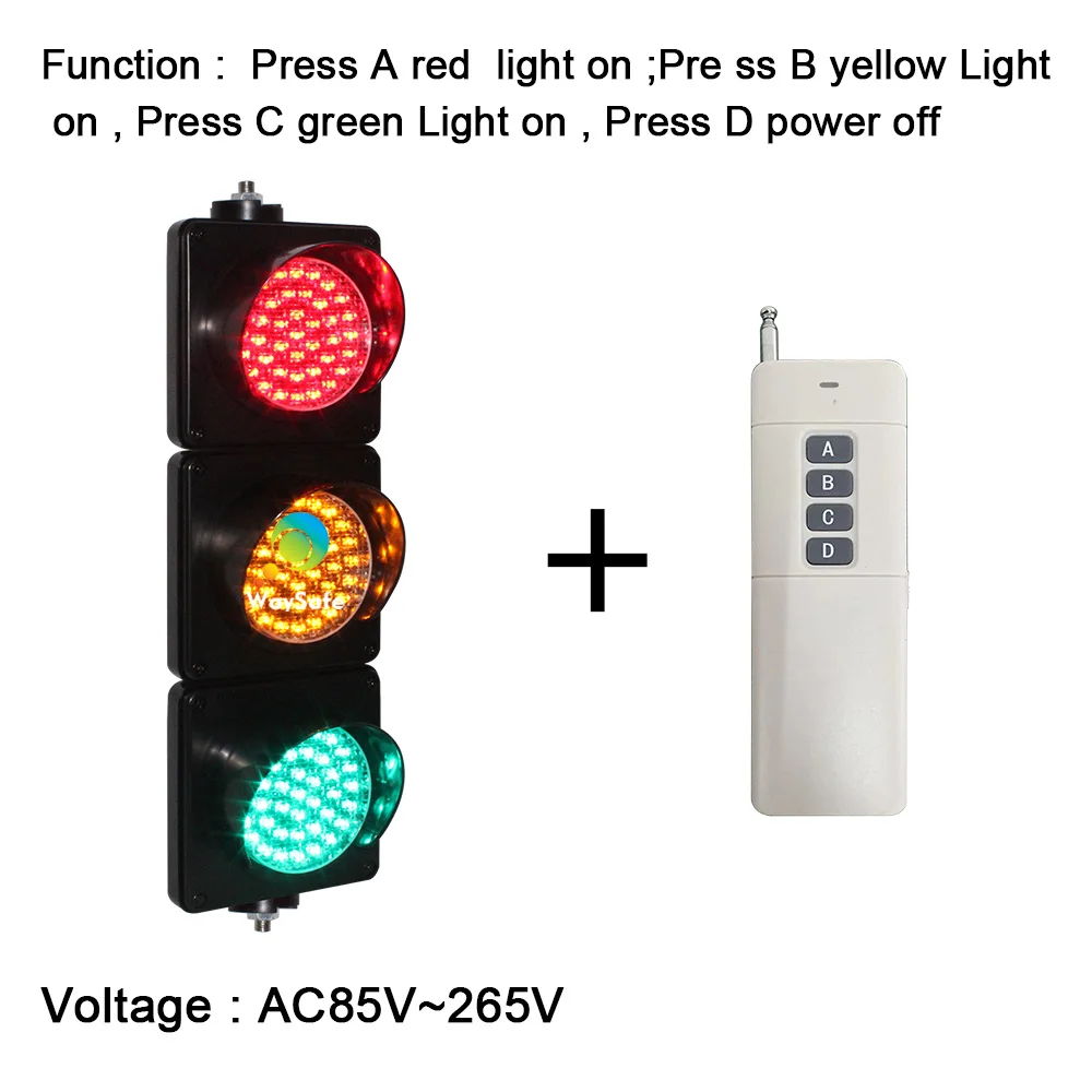 Design 100mm Colored Lens PC Housing Mini red yellow green traffic signal light with remote control