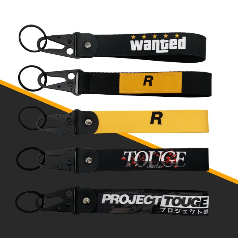Auto Motorcycle Nylon Key Strap Embroidery Lanyard Keyring for Rockstar Game GTA 5 Fans Keychain Accessories