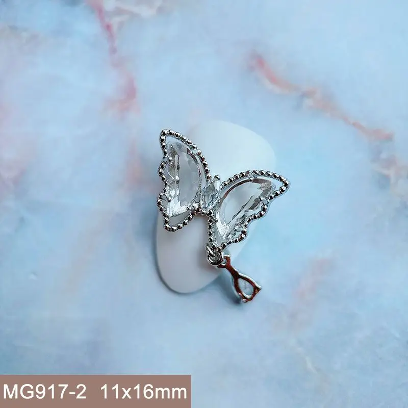 10 stücke Luxus Spitze Schmetterling Anhänger Zirkon Kristalle Metall Nägel Schmuck Dekorationen Nail Art Zubehör Charms Teile Lieferungen – Detail 17