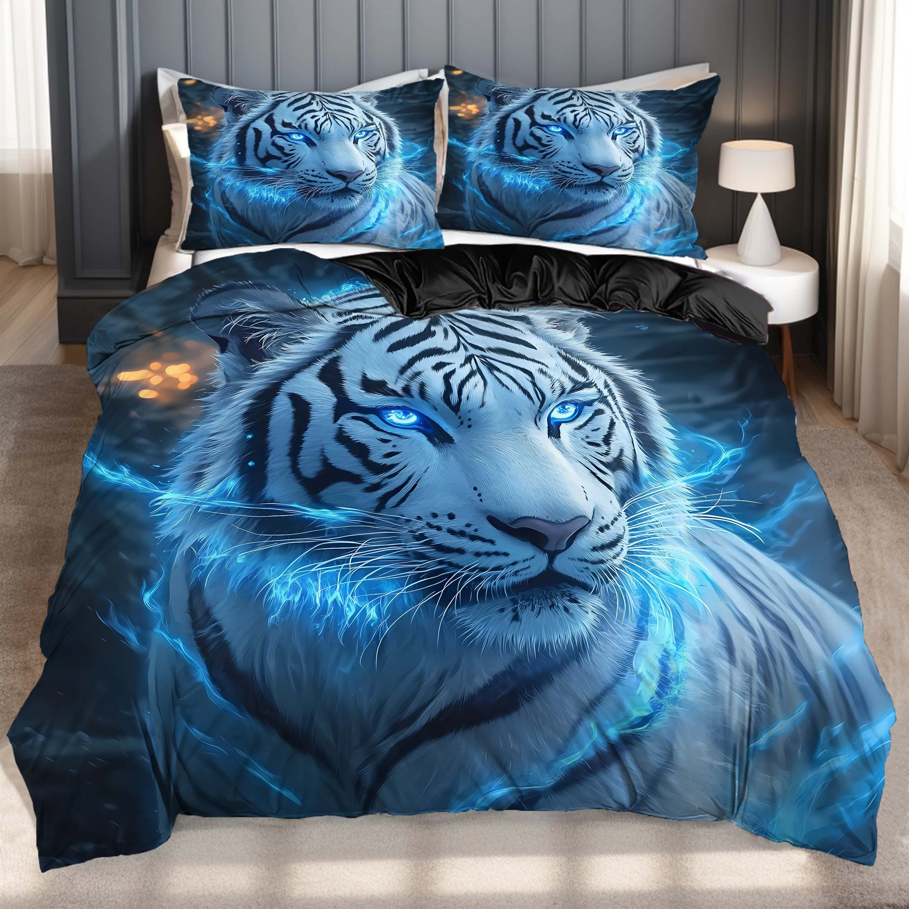 2pcs/3pcs Duvet Cover Set (1 Duvet Cover + 1pc/2pcs Pillowcase,Without Core),3D handsome and elegant blue background